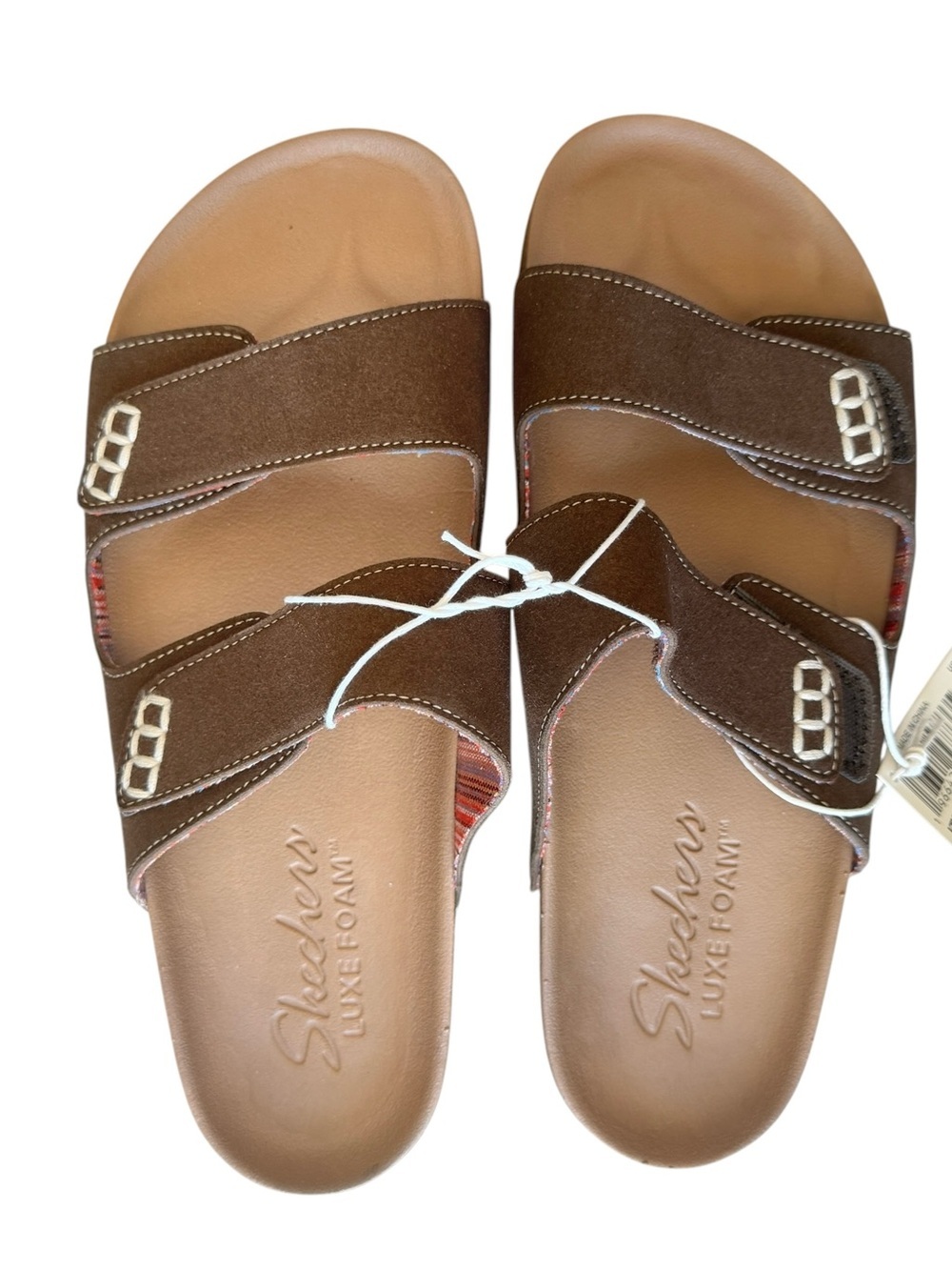 NWB Women’s Skechers Luxe Foam Relaxed Fit Sandal in Brown Sz 8